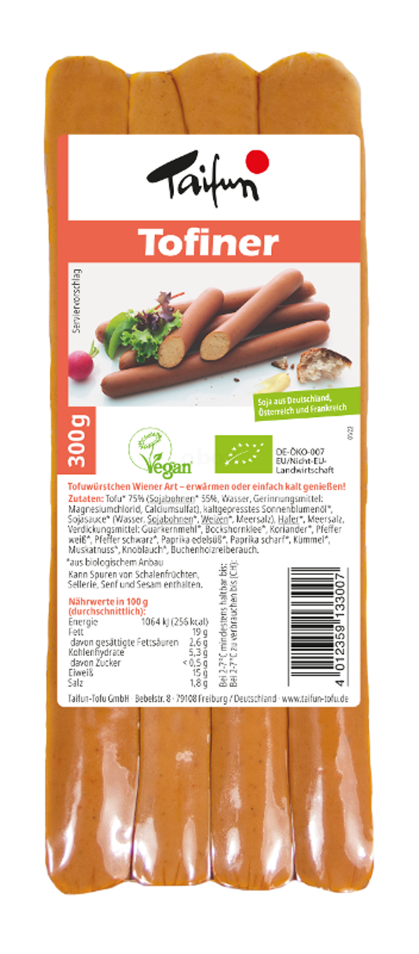 Produktfoto zu Tofiner Tofu-Wiener 300g