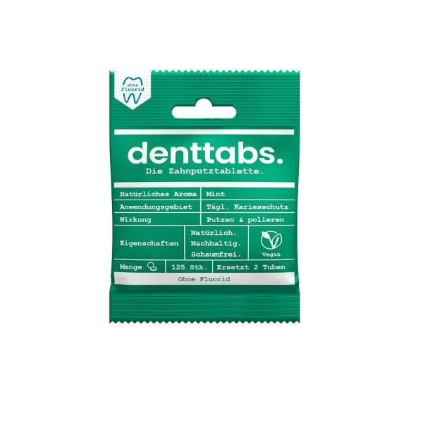 Produktfoto zu Denttabs Zahnputztabletten Mint ohne Fluorid 125 St.