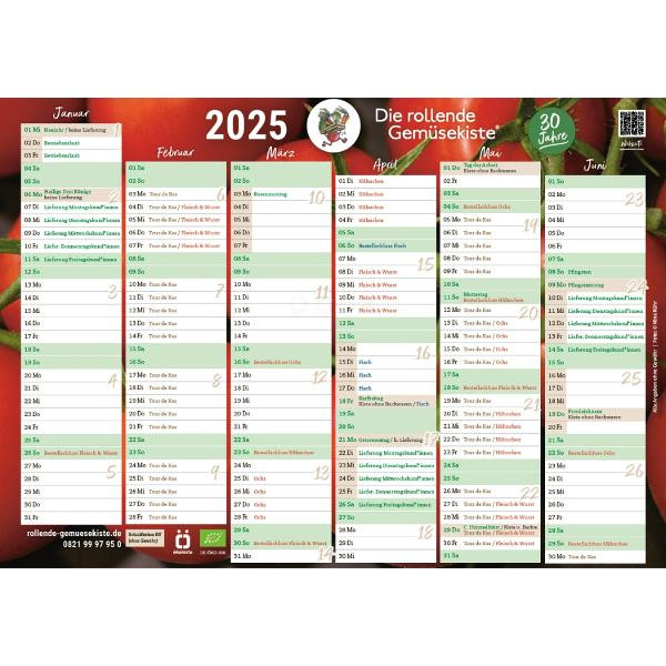 Produktfoto zu Gemüsekisten-Jahreskalender 2025