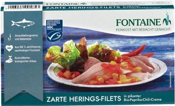 Produktfoto zu Heringsfilets in Paprika-Chili, 200g, MSC