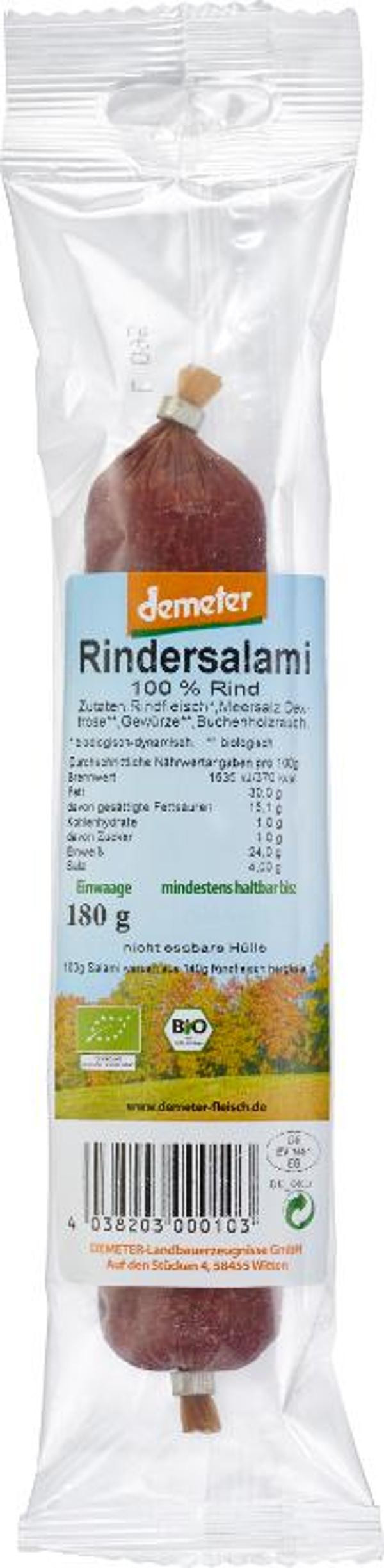 Produktfoto zu Rindersalami Demeter 180g