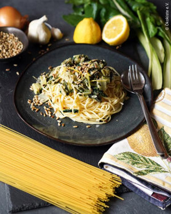 Produktfoto zu Rezept Mangold-Pasta mit Zitrone