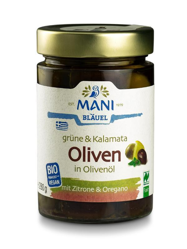 Produktfoto zu Grüne & Kalamata Oliven in Olivenöl, 280g