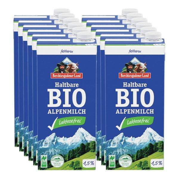 Produktfoto zu Haltbare Alpenmilch laktosefrei, 1,5%, 12x1l